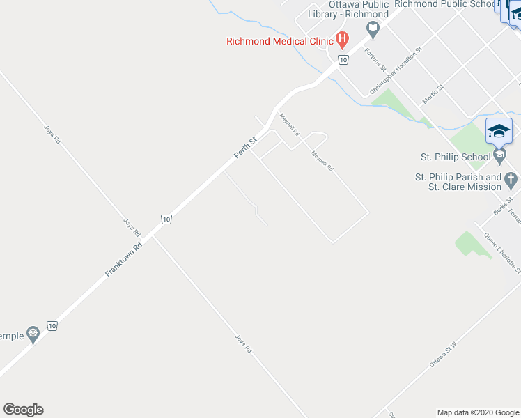 map of restaurants, bars, coffee shops, grocery stores, and more near 6430 Perth Street in Ottawa