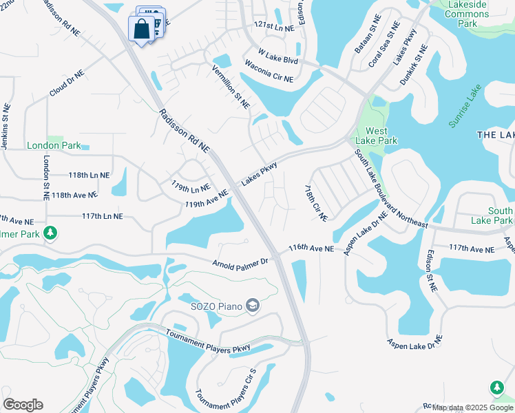 map of restaurants, bars, coffee shops, grocery stores, and more near 11760 Vermillion Street Northeast in Blaine