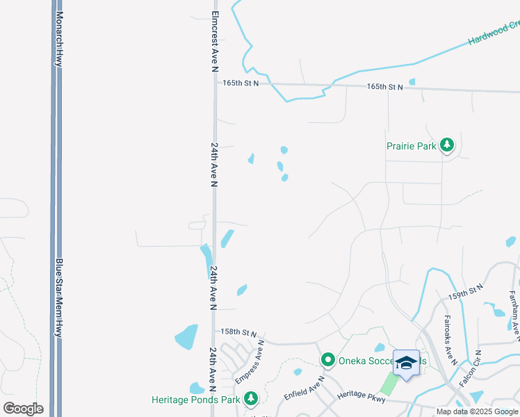 map of restaurants, bars, coffee shops, grocery stores, and more near 16075 Elmcrest Avenue North in Hugo