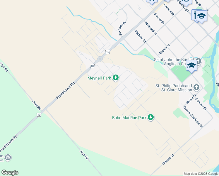 map of restaurants, bars, coffee shops, grocery stores, and more near 6430 Perth Street in Ottawa