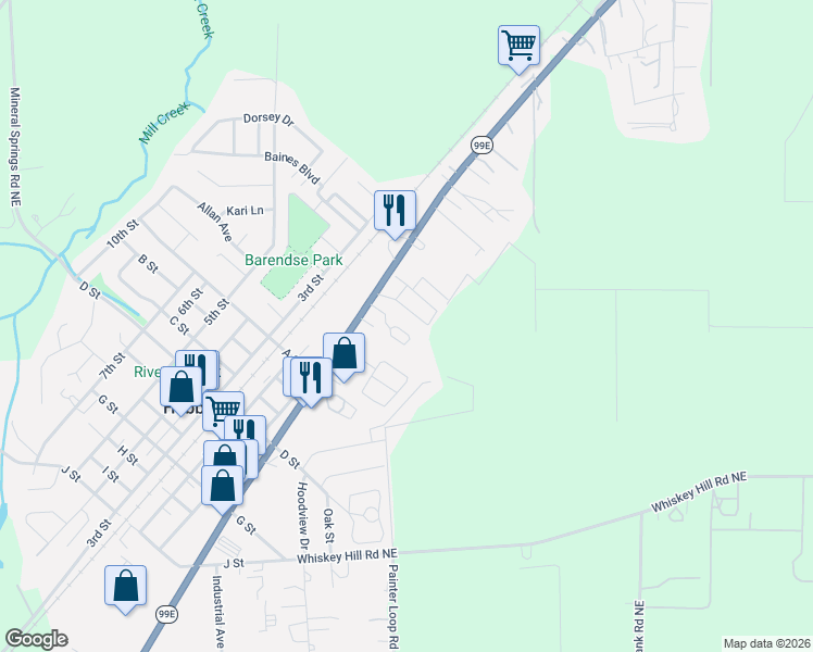 map of restaurants, bars, coffee shops, grocery stores, and more near 3394 Rudometkin Drive in Hubbard