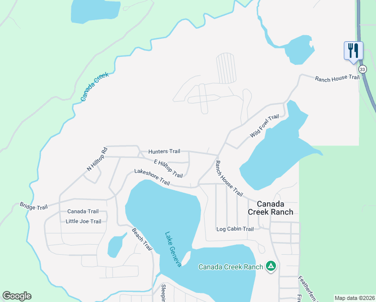 map of restaurants, bars, coffee shops, grocery stores, and more near 8359 Hunters Trail in Atlanta