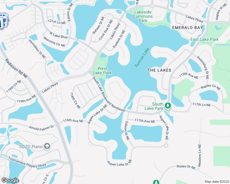 map of restaurants, bars, coffee shops, grocery stores, and more near 11887 Dunkirk Circle Northeast in Blaine