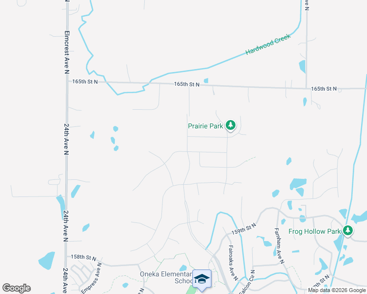 map of restaurants, bars, coffee shops, grocery stores, and more near 16215 Empress Ave N in Hugo