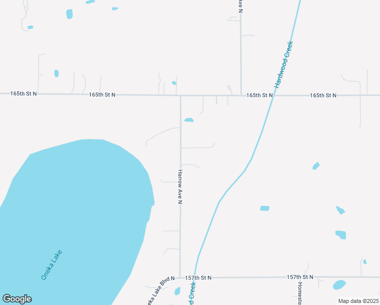 map of restaurants, bars, coffee shops, grocery stores, and more near 16237 Harrow Avenue North in Hugo