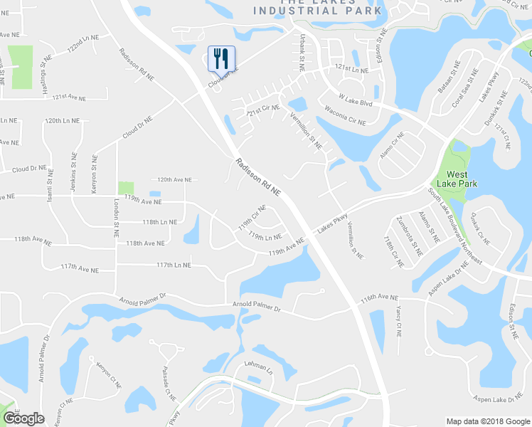 map of restaurants, bars, coffee shops, grocery stores, and more near 2322 119th Circle Northeast in Blaine
