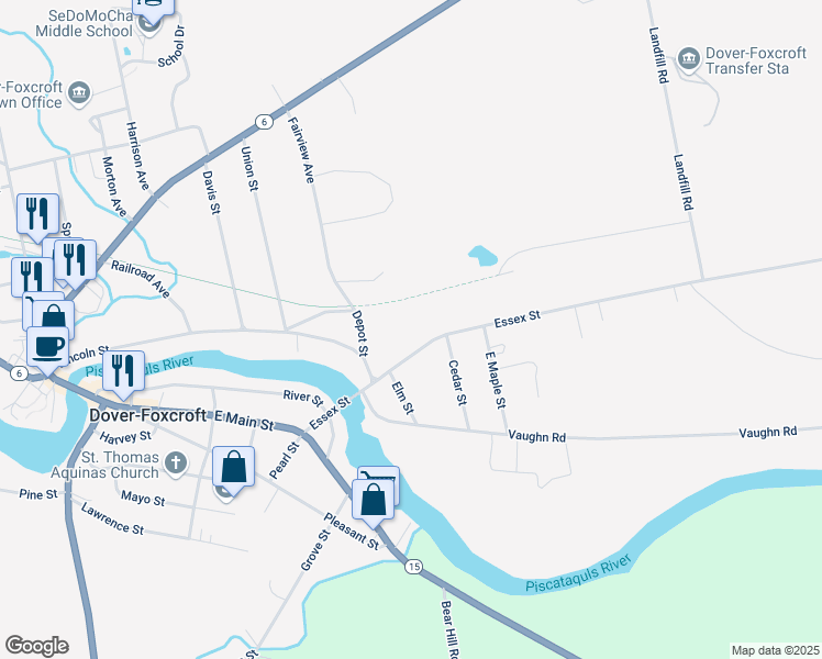 map of restaurants, bars, coffee shops, grocery stores, and more near 15 Fairview Avenue in Dover-Foxcroft