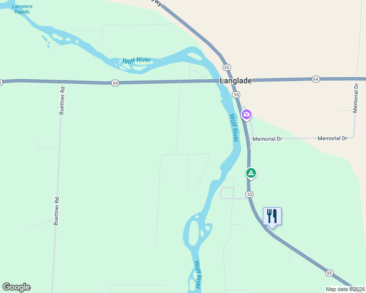 map of restaurants, bars, coffee shops, grocery stores, and more near W1974 Buettner Lane in White Lake