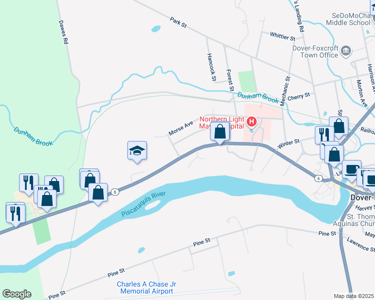 map of restaurants, bars, coffee shops, grocery stores, and more near 947 West Main Street in Dover-Foxcroft