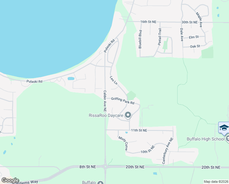 map of restaurants, bars, coffee shops, grocery stores, and more near 104 Homestead Circle in Buffalo