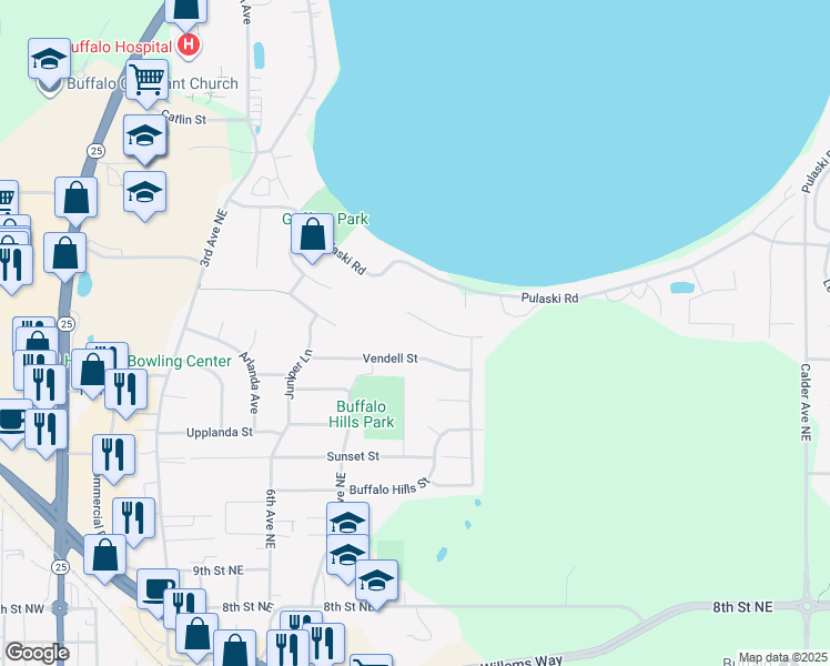 map of restaurants, bars, coffee shops, grocery stores, and more near 802 Griffing Park Road in Buffalo