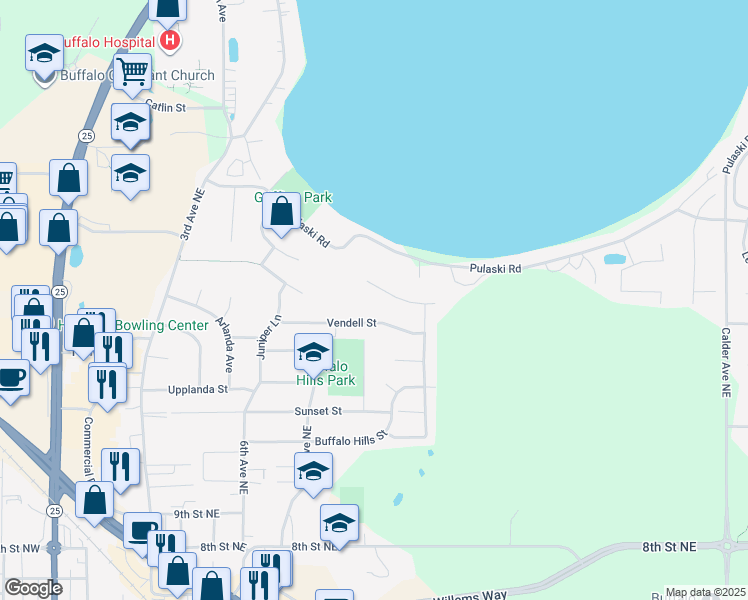 map of restaurants, bars, coffee shops, grocery stores, and more near 802 Griffing Park Road in Buffalo