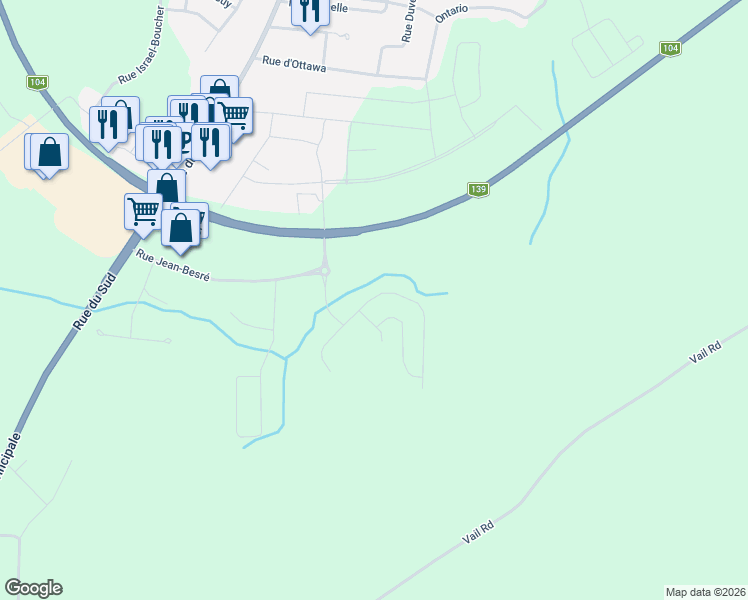 map of restaurants, bars, coffee shops, grocery stores, and more near 117 Rue Albert-Millaire in Cowansville