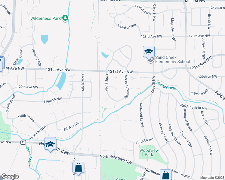 map of restaurants, bars, coffee shops, grocery stores, and more near 1028 120th Avenue Northwest in Coon Rapids