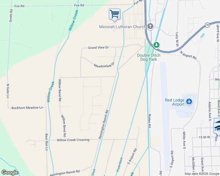 map of restaurants, bars, coffee shops, grocery stores, and more near 43 Remington Ranch Road in Red Lodge