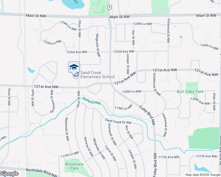 map of restaurants, bars, coffee shops, grocery stores, and more near 12060 Kumquat Street Northwest in Minneapolis