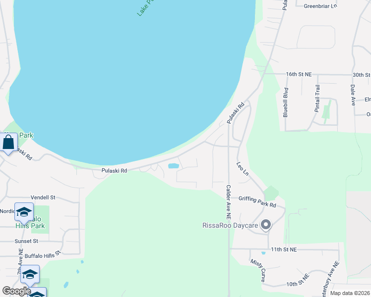 map of restaurants, bars, coffee shops, grocery stores, and more near 1307 Lakeside Circle in Buffalo