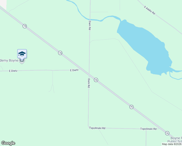 map of restaurants, bars, coffee shops, grocery stores, and more near 900-998 Dam Road in Boyne City