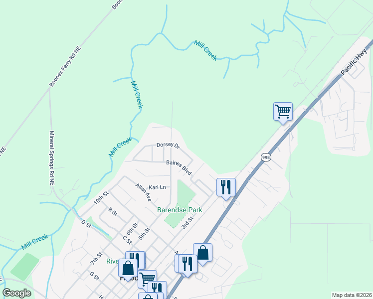 map of restaurants, bars, coffee shops, grocery stores, and more near 2469 Dorsey Drive in Hubbard