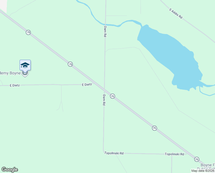 map of restaurants, bars, coffee shops, grocery stores, and more near 900-998 Dam Road in Boyne City