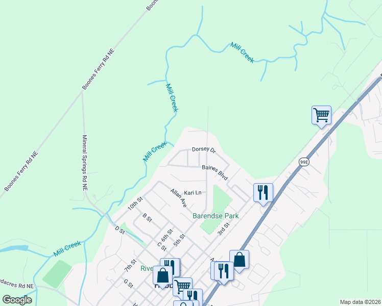 map of restaurants, bars, coffee shops, grocery stores, and more near 2231 Dorsey Drive in Hubbard