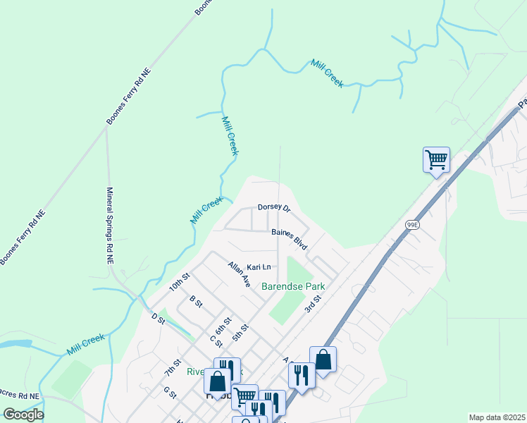 map of restaurants, bars, coffee shops, grocery stores, and more near 4461 Munker Street in Hubbard