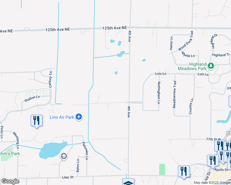 map of restaurants, bars, coffee shops, grocery stores, and more near 379 Carl Street in Lino Lakes
