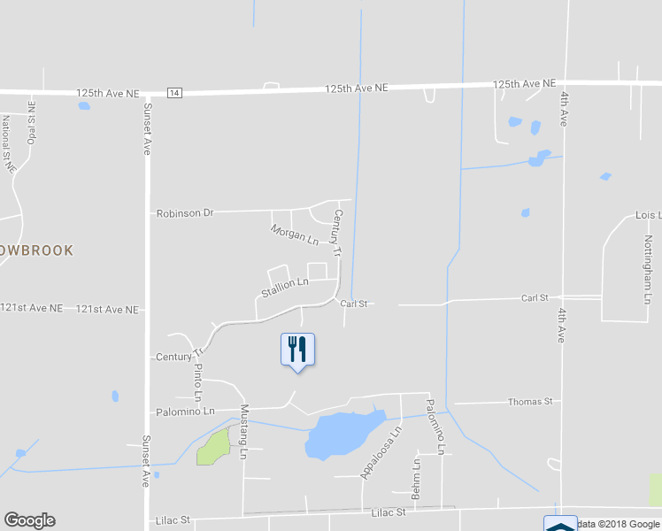 map of restaurants, bars, coffee shops, grocery stores, and more near 221 Stallion Lane in Lino Lakes