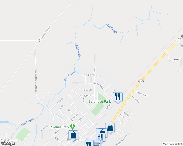 map of restaurants, bars, coffee shops, grocery stores, and more near 2355 Dorsey Drive in Hubbard