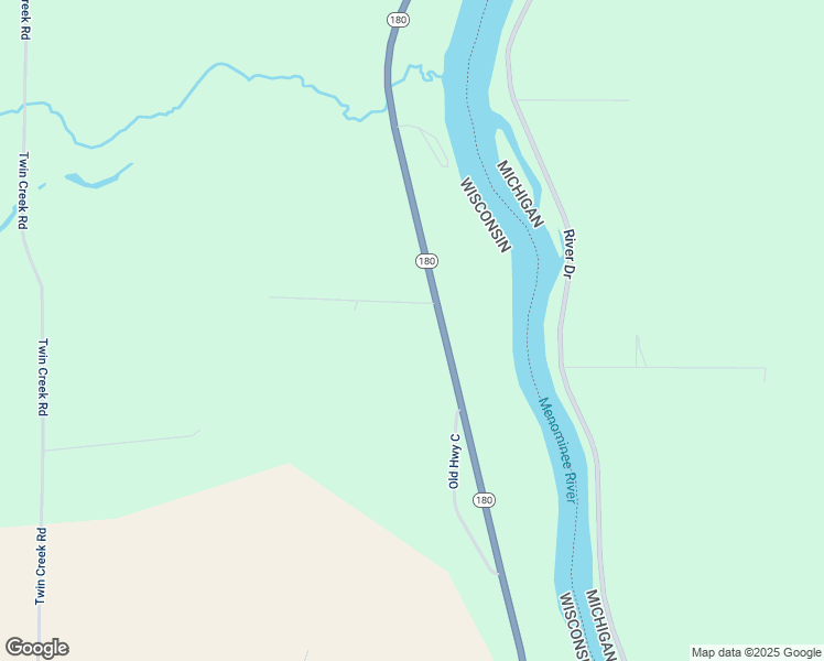 map of restaurants, bars, coffee shops, grocery stores, and more near N6459 State Highway 180 in Marinette
