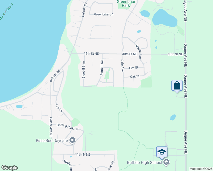 map of restaurants, bars, coffee shops, grocery stores, and more near 1608 13th Street Northeast in Buffalo