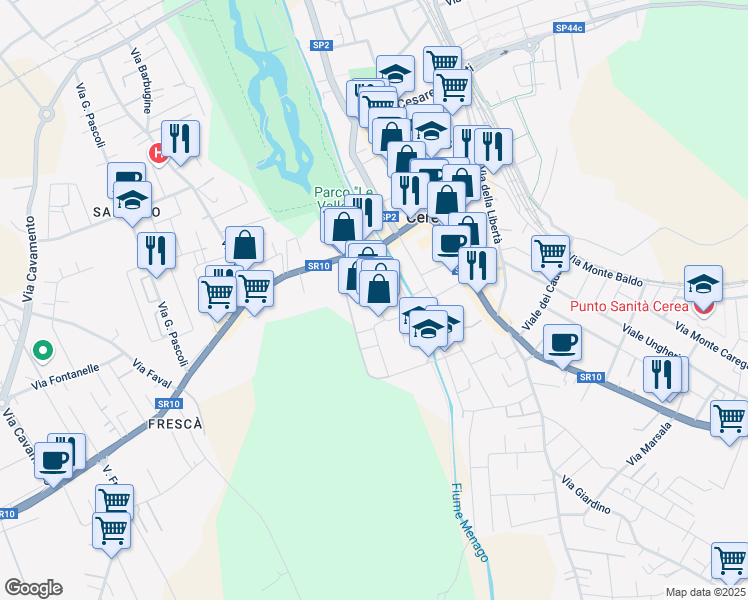 map of restaurants, bars, coffee shops, grocery stores, and more near 20 Piazza Donatori di Sangue in Cerea