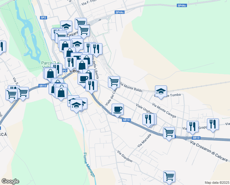 map of restaurants, bars, coffee shops, grocery stores, and more near 20 Via Puccini Giacomo in Cerea