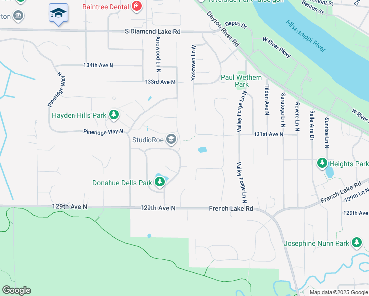 map of restaurants, bars, coffee shops, grocery stores, and more near 13100 Zachary Lane North in Dayton
