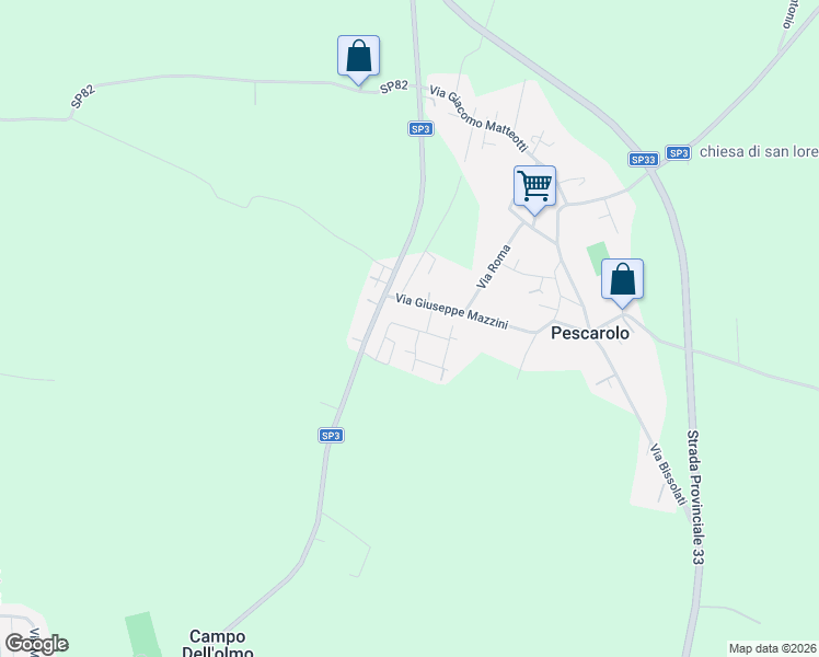 map of restaurants, bars, coffee shops, grocery stores, and more near 20 Via della Macina in Pescarolo