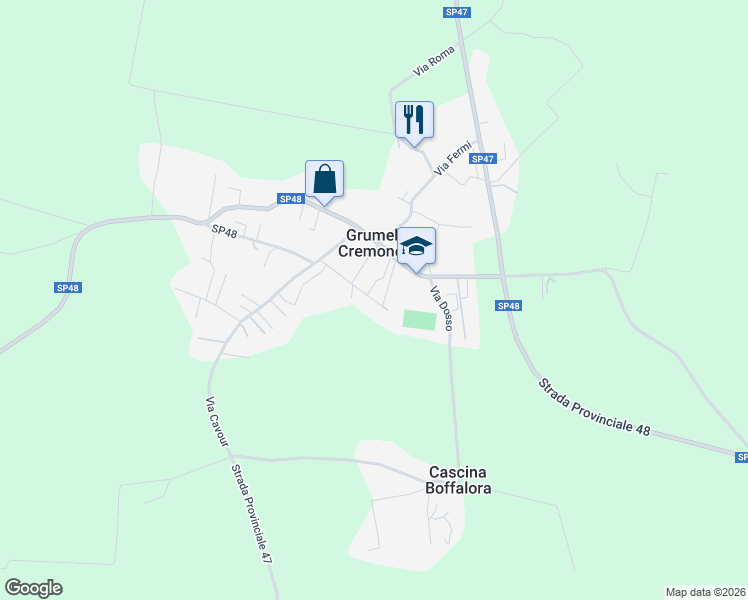 map of restaurants, bars, coffee shops, grocery stores, and more near 11 Via C. Clerici in Grumello Cremonese