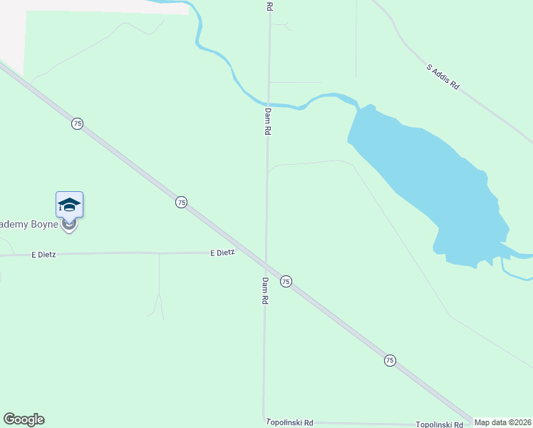 map of restaurants, bars, coffee shops, grocery stores, and more near 900 Dam Road in Boyne City