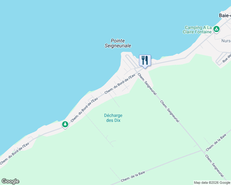 map of restaurants, bars, coffee shops, grocery stores, and more near 40 Chemin du Bord-de-l'Eau in Montérégie
