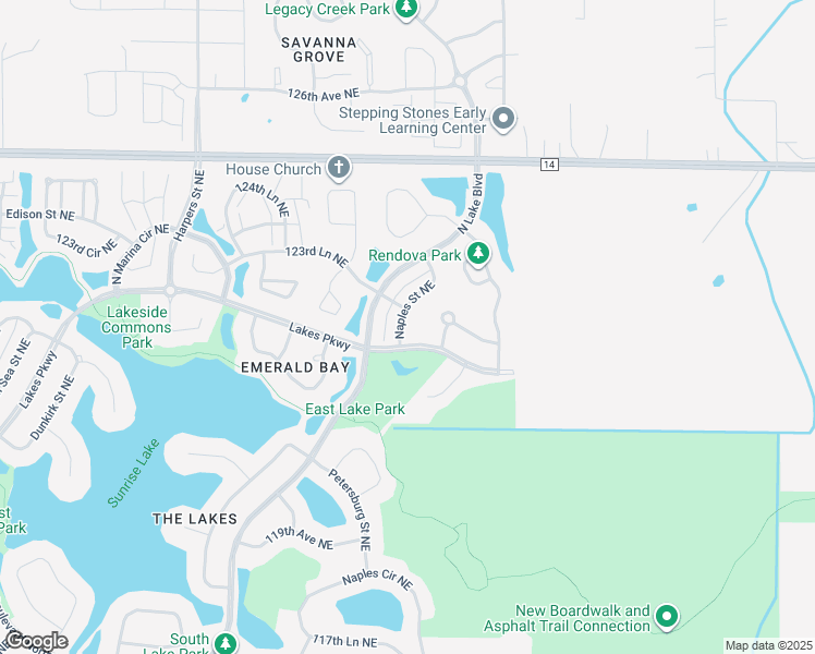 map of restaurants, bars, coffee shops, grocery stores, and more near 12208 Naples Street Northeast in Blaine