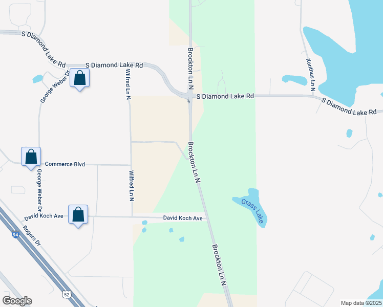 map of restaurants, bars, coffee shops, grocery stores, and more near 13115 Brockton Lane North in Rogers