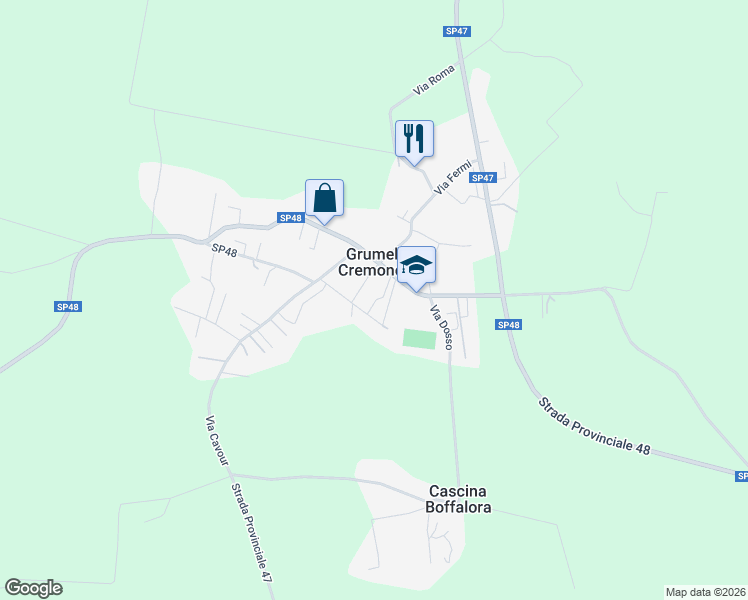 map of restaurants, bars, coffee shops, grocery stores, and more near 11 Via Clerici in Grumello Cremonese