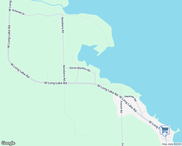 map of restaurants, bars, coffee shops, grocery stores, and more near Githi Manitou Road in Alpena