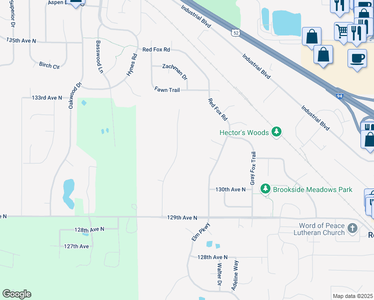 map of restaurants, bars, coffee shops, grocery stores, and more near 13120 Arthur Street in Rogers