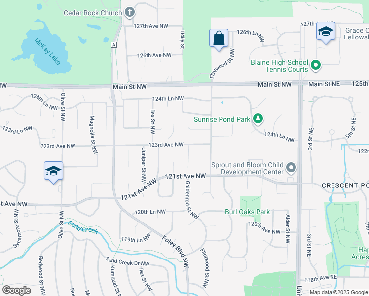 map of restaurants, bars, coffee shops, grocery stores, and more near 365 123rd Avenue Northwest in Minneapolis