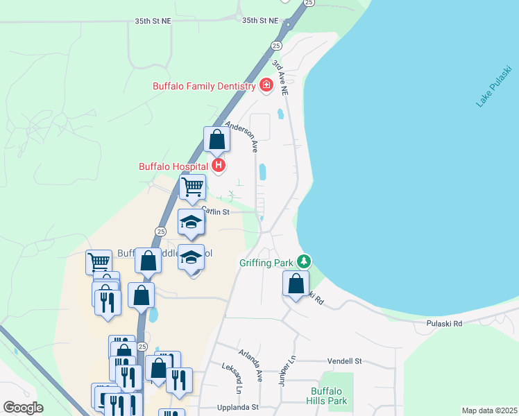 map of restaurants, bars, coffee shops, grocery stores, and more near 1504 Anderson Avenue in Buffalo