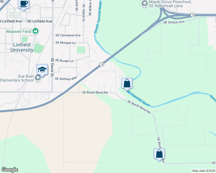 map of restaurants, bars, coffee shops, grocery stores, and more near 4885 Southeast Booth Bend Road in McMinnville
