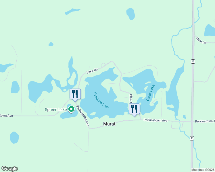map of restaurants, bars, coffee shops, grocery stores, and more near W7857 Bass Road in Medford