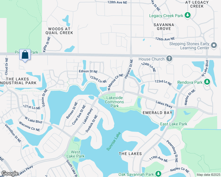 map of restaurants, bars, coffee shops, grocery stores, and more near 12231 Flanders Street Northeast in Blaine