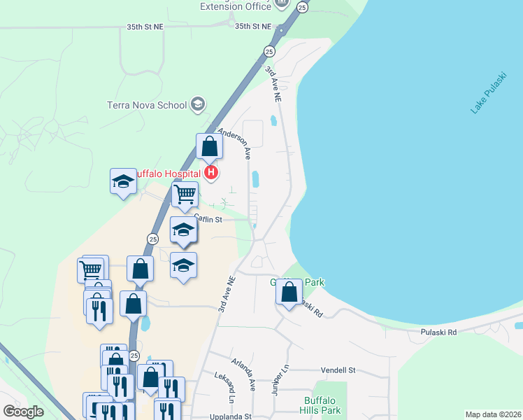 map of restaurants, bars, coffee shops, grocery stores, and more near 1506 Anderson Avenue in Buffalo