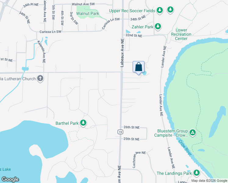 map of restaurants, bars, coffee shops, grocery stores, and more near 2731 Labeaux Avenue Northeast in Saint Michael